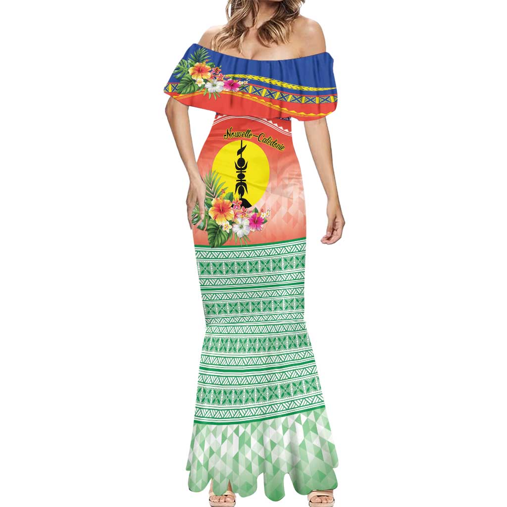 New Caledonia Nautilus Shell Mermaid Dress Polynesian Tropical Flowers LT9 - Polynesian Pride