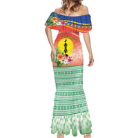 New Caledonia Nautilus Shell Mermaid Dress Polynesian Tropical Flowers LT9 - Polynesian Pride