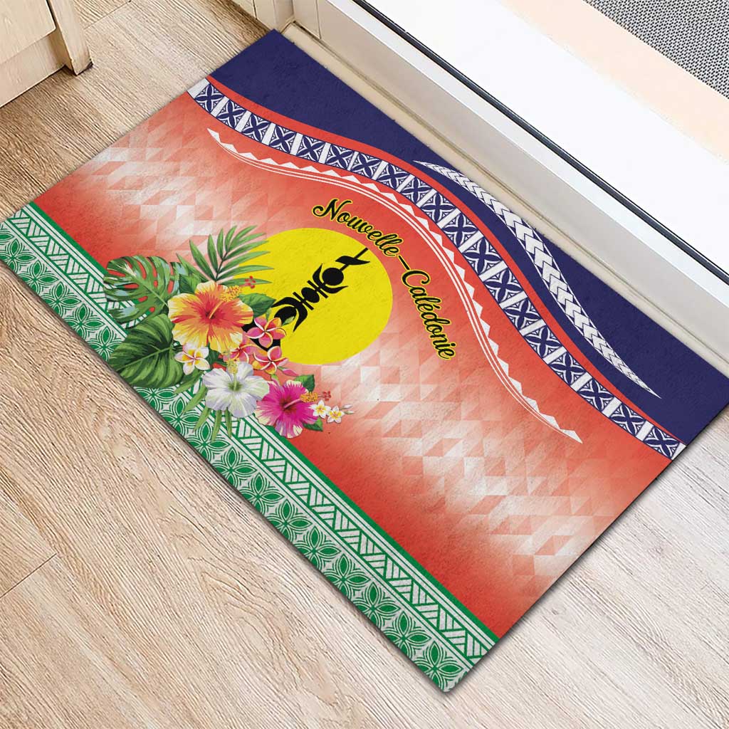 New Caledonia Nautilus Shell Rubber Doormat Polynesian Tropical Flowers LT9 - Polynesian Pride
