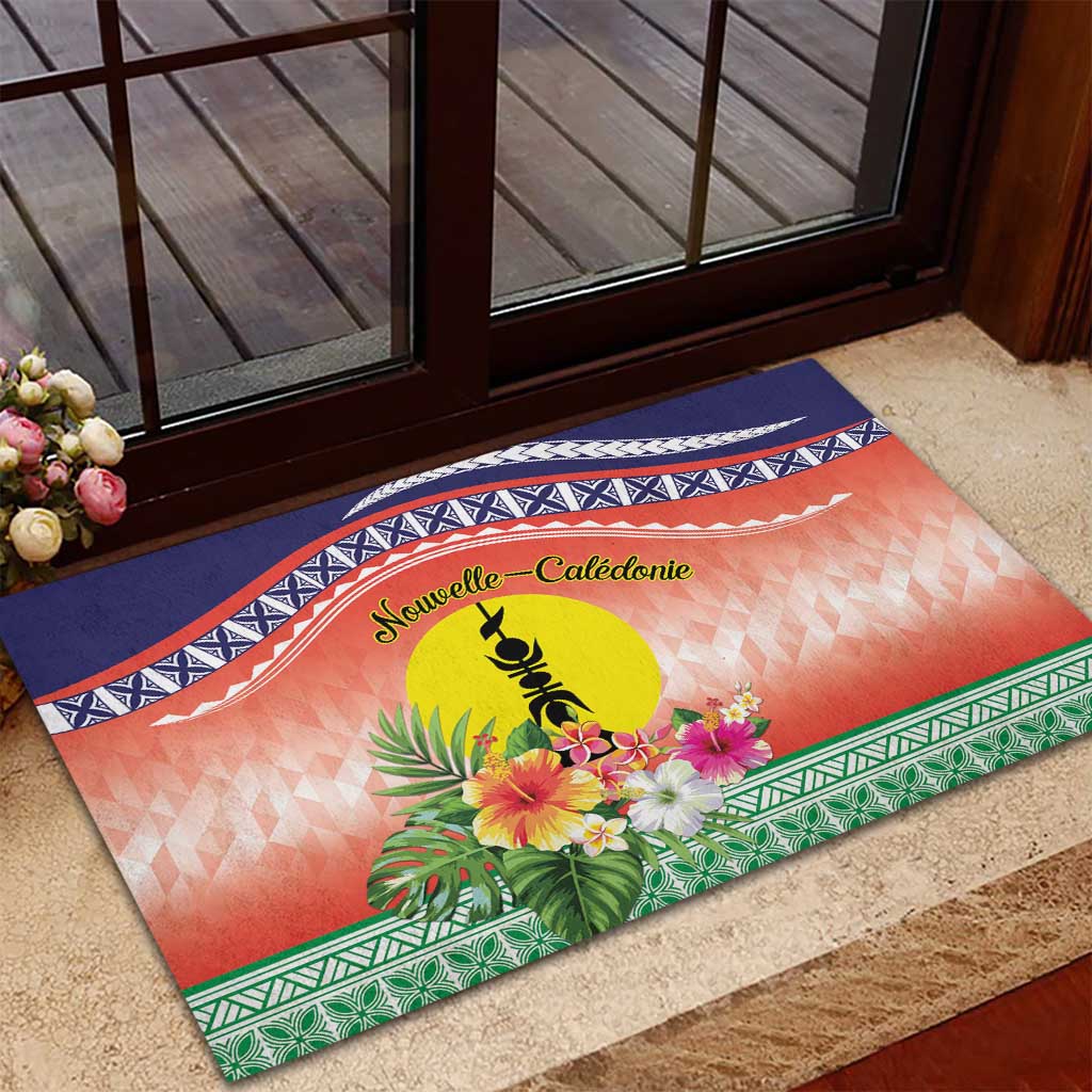 New Caledonia Nautilus Shell Rubber Doormat Polynesian Tropical Flowers LT9 - Polynesian Pride