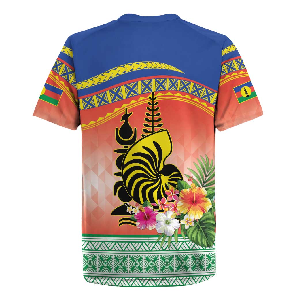 New Caledonia Nautilus Shell Rugby Jersey Polynesian Tropical Flowers LT9 - Polynesian Pride
