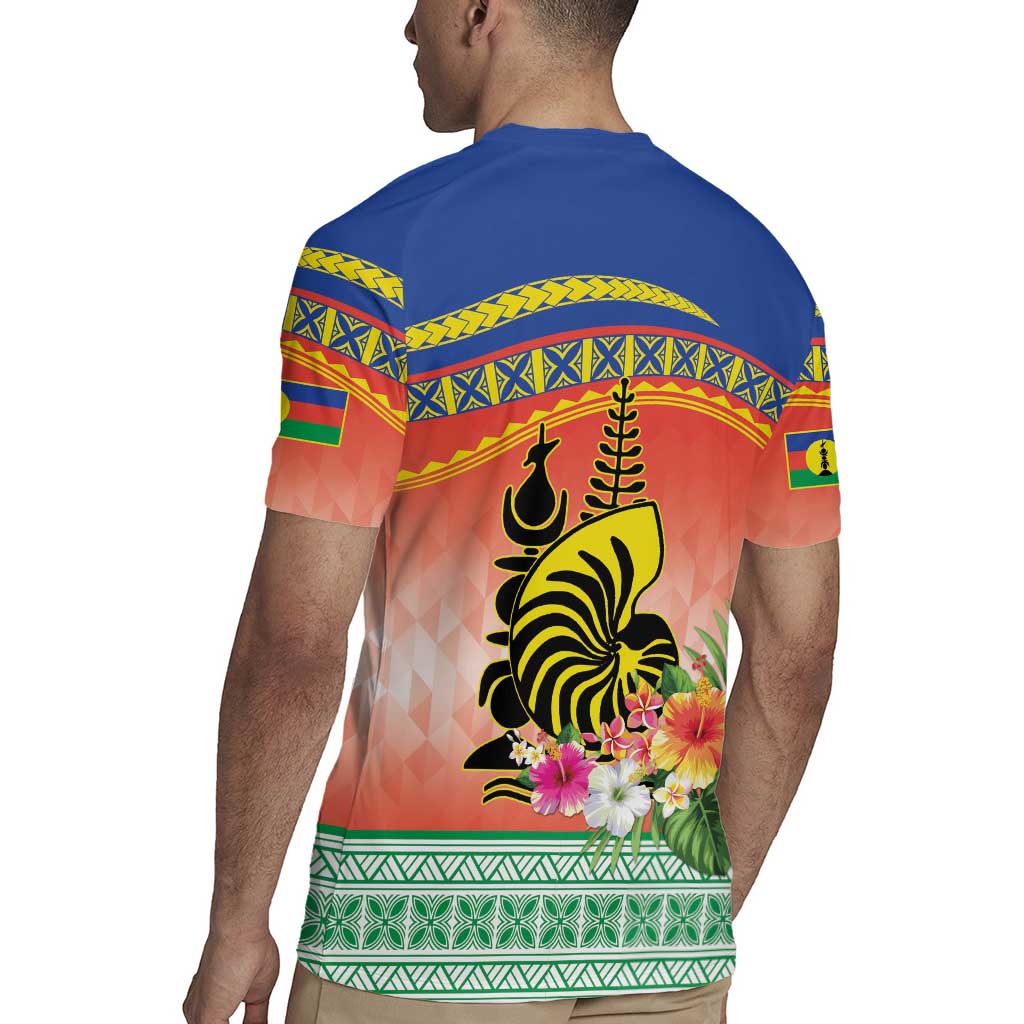 New Caledonia Nautilus Shell Rugby Jersey Polynesian Tropical Flowers LT9 - Polynesian Pride