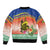 New Caledonia Nautilus Shell Sleeve Zip Bomber Jacket Polynesian Tropical Flowers