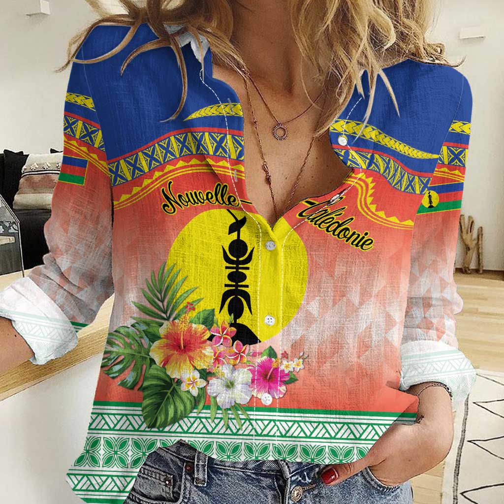 New Caledonia Nautilus Shell Women Casual Shirt Polynesian Tropical Flowers LT9 Female Red - Polynesian Pride