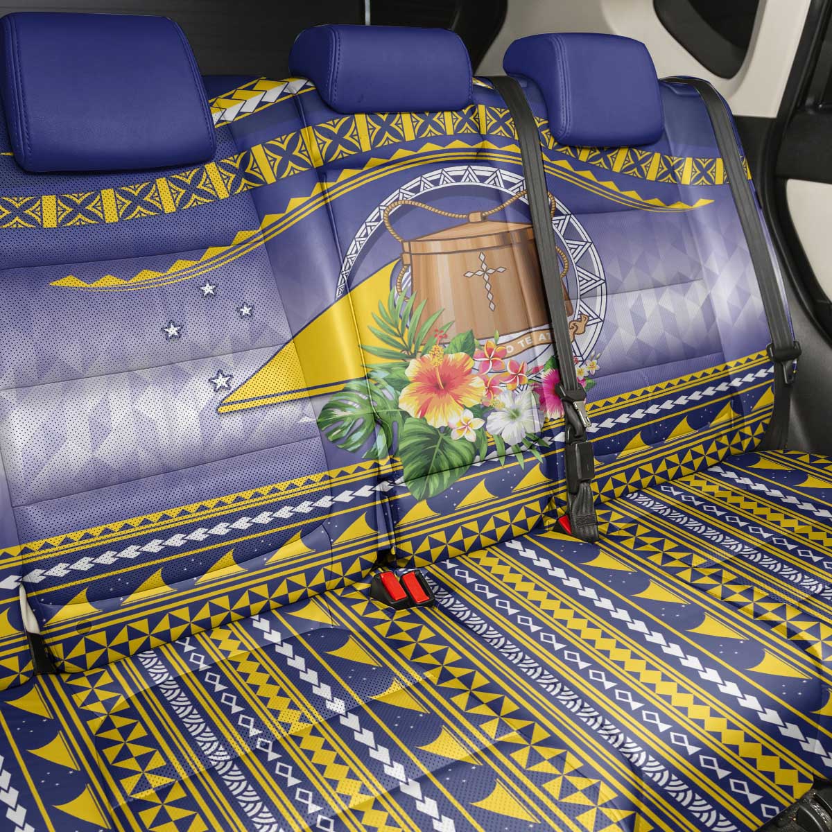 Tokelau Tuluma Back Car Seat Cover Polynesian Tropical Flowers