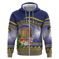 Tokelau Tuluma Hoodie Polynesian Tropical Flowers LT9 Zip Hoodie Blue - Polynesian Pride