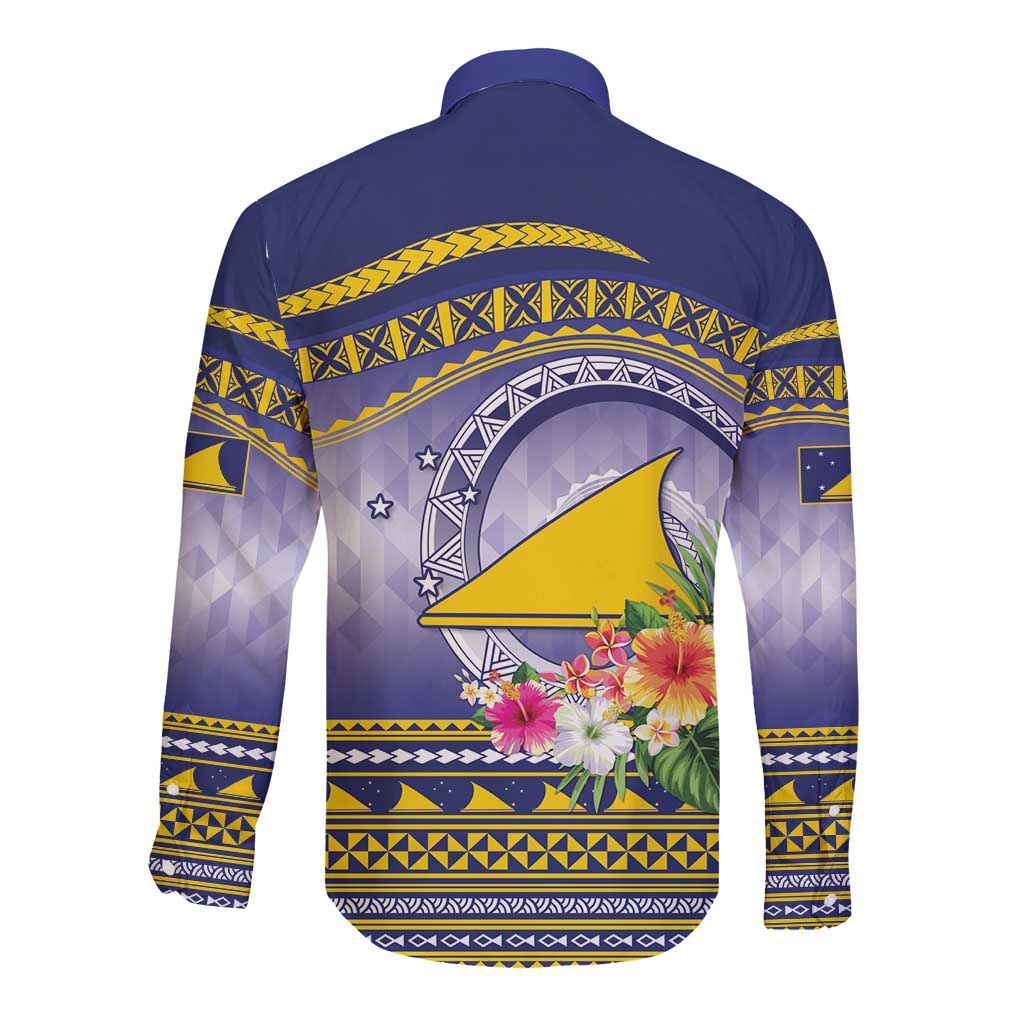 Tokelau Tuluma Long Sleeve Button Shirt Polynesian Tropical Flowers LT9 - Polynesian Pride