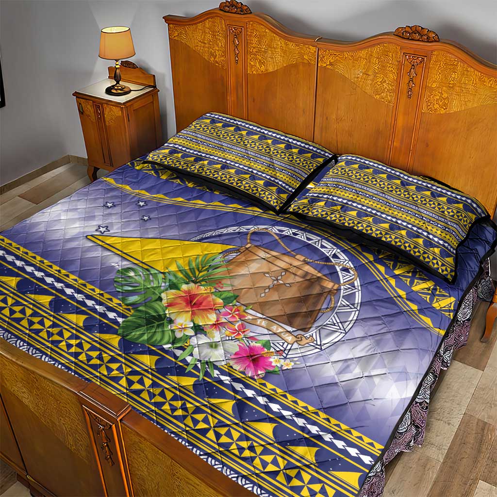 Tokelau Tuluma Quilt Bed Set Polynesian Tropical Flowers