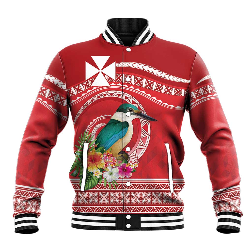 Wallis et Futuna Kingfisher Baseball Jacket Polynesian Tropical Flowers