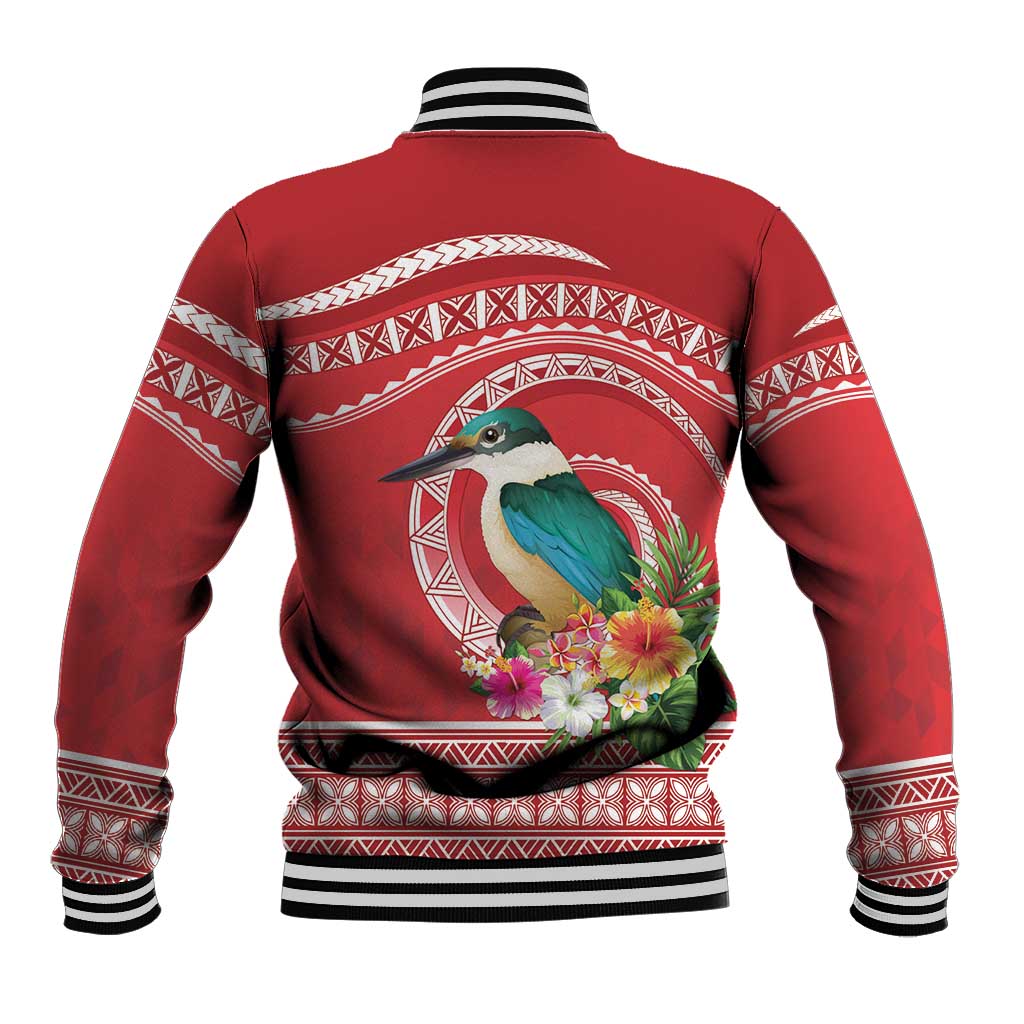 Wallis et Futuna Kingfisher Baseball Jacket Polynesian Tropical Flowers