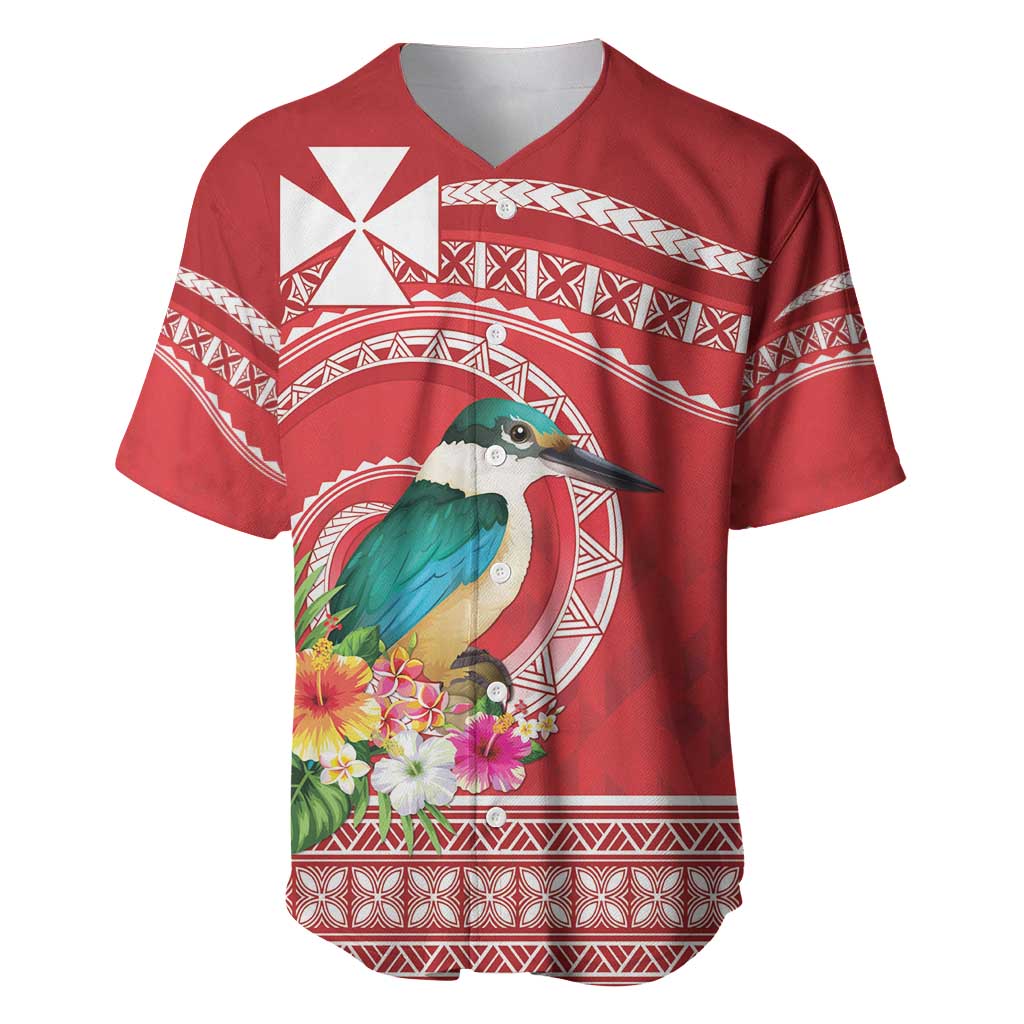 Wallis et Futuna Kingfisher Baseball Jersey Polynesian Tropical Flowers LT9 Red - Polynesian Pride