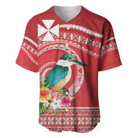Wallis et Futuna Kingfisher Baseball Jersey Polynesian Tropical Flowers LT9 Red - Polynesian Pride