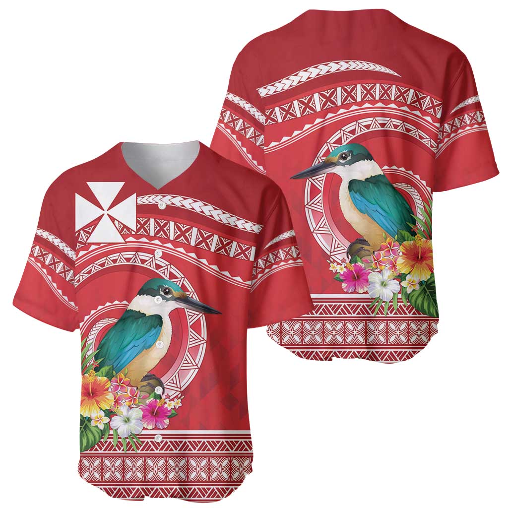 Wallis et Futuna Kingfisher Baseball Jersey Polynesian Tropical Flowers LT9 - Polynesian Pride