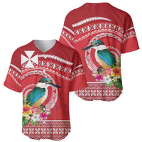 Wallis et Futuna Kingfisher Baseball Jersey Polynesian Tropical Flowers LT9 - Polynesian Pride