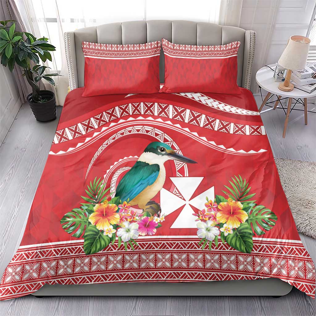 Wallis et Futuna Kingfisher Bedding Set Polynesian Tropical Flowers