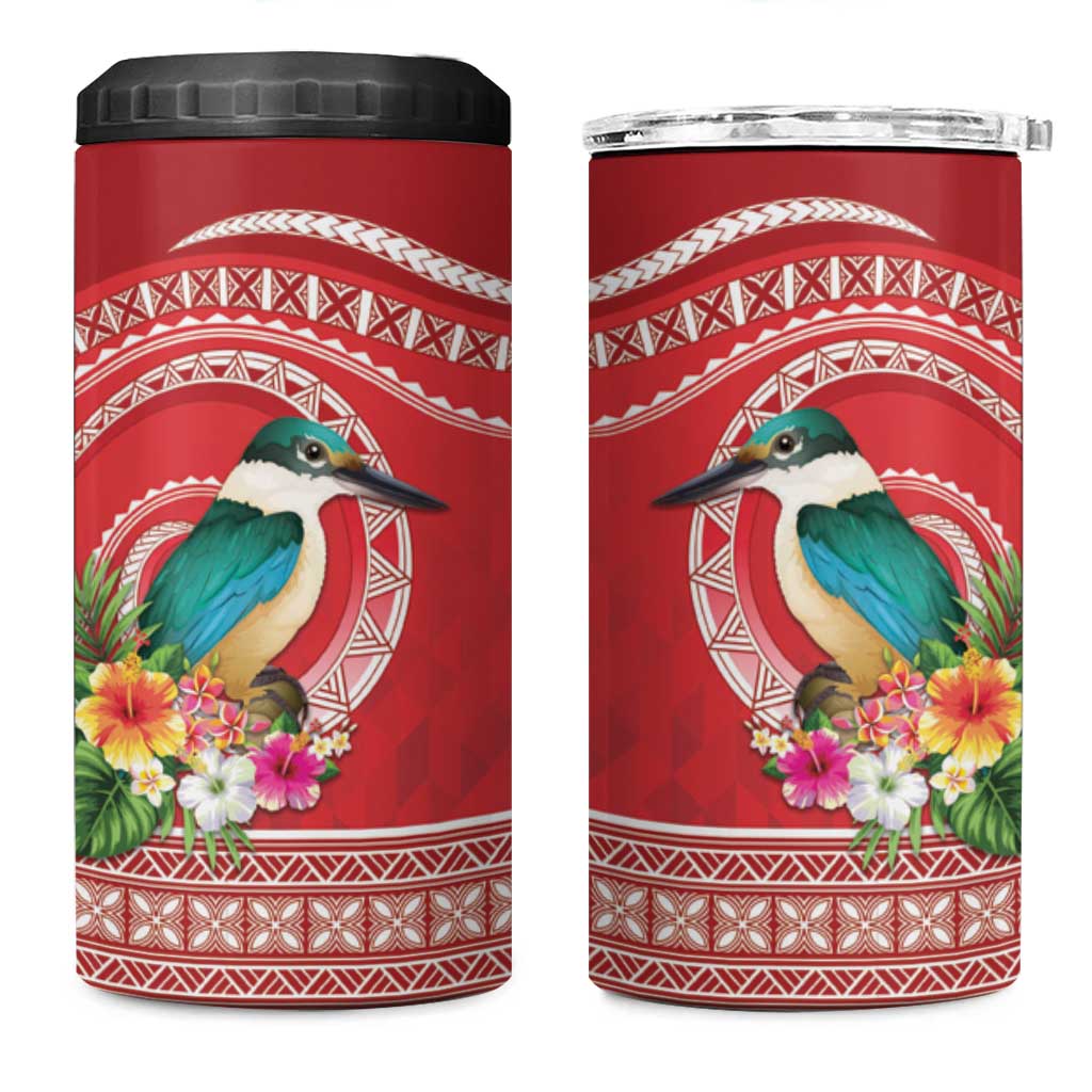 Wallis et Futuna Kingfisher 4 in 1 Can Cooler Tumbler Polynesian Tropical Flowers