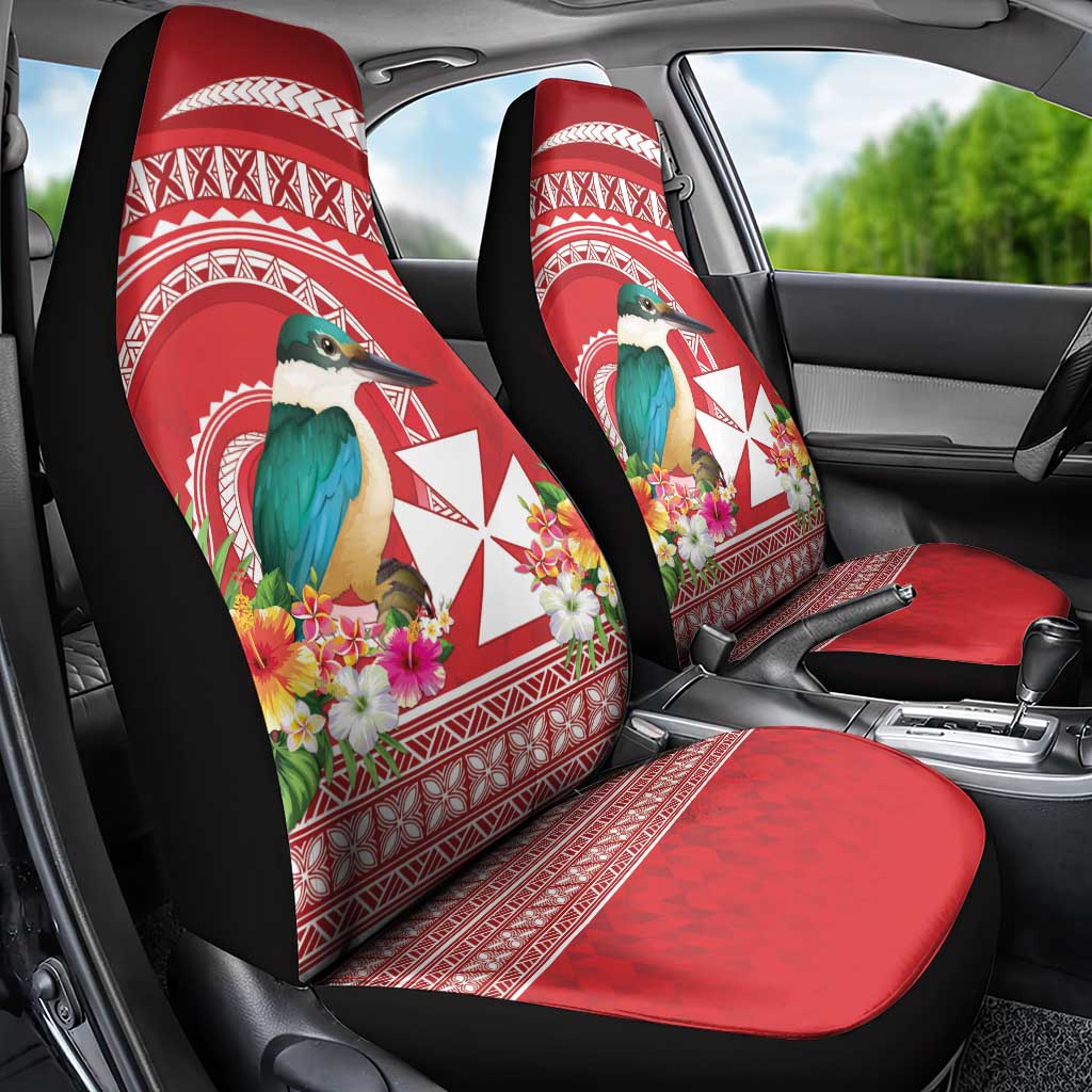 Wallis et Futuna Kingfisher Car Seat Cover Polynesian Tropical Flowers