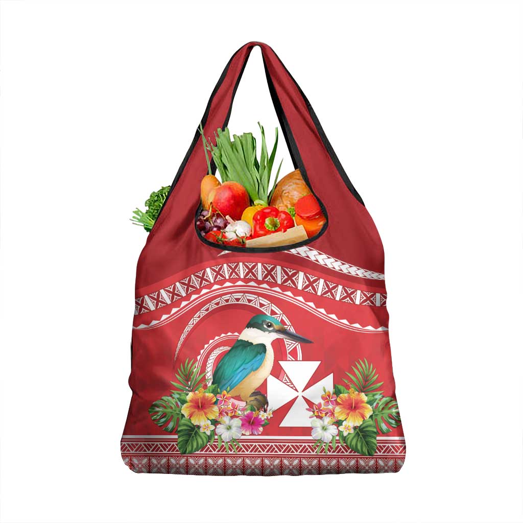 Wallis et Futuna Kingfisher Grocery Bag Polynesian Tropical Flowers