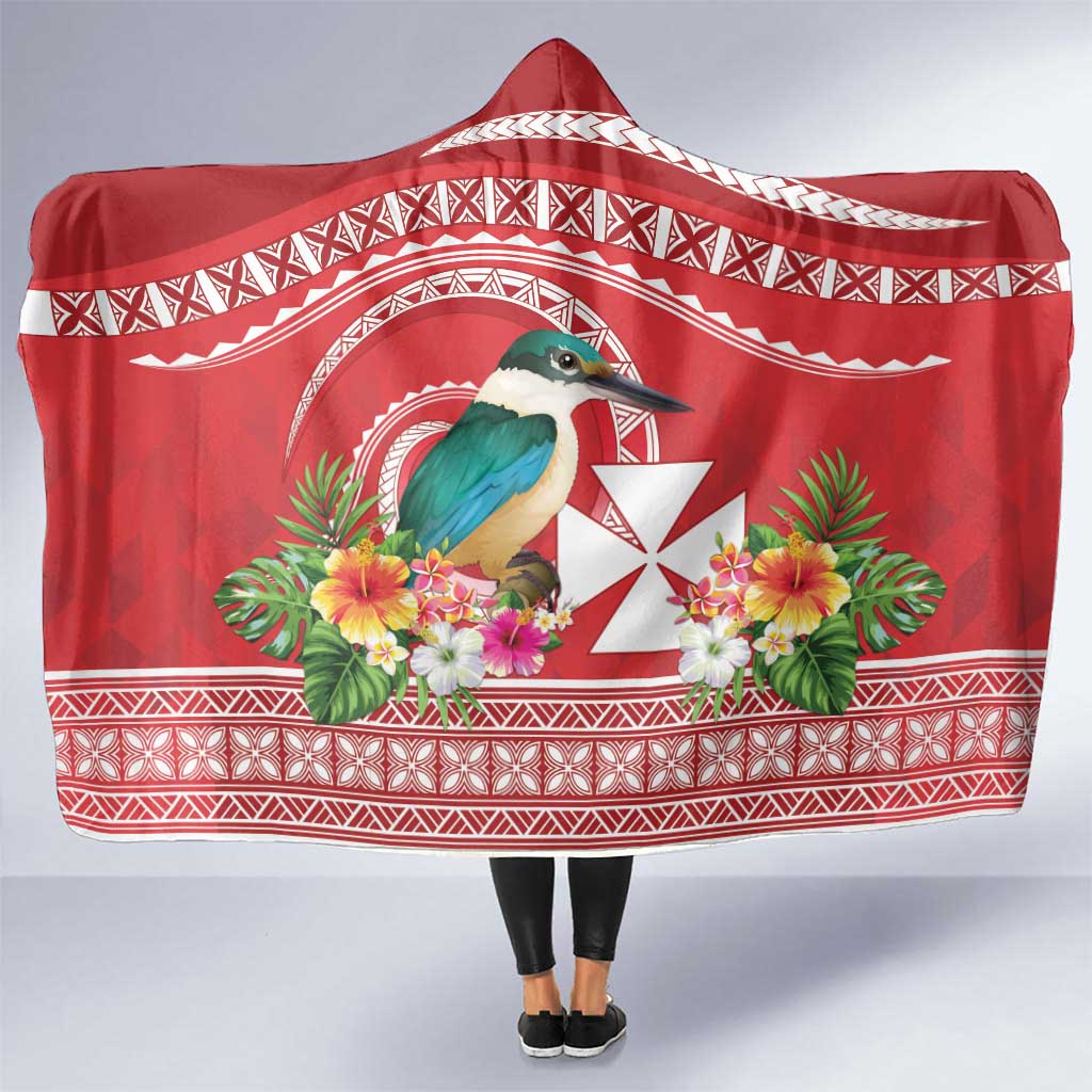 Wallis et Futuna Kingfisher Hooded Blanket Polynesian Tropical Flowers