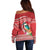 Wallis et Futuna Kingfisher Off Shoulder Sweater Polynesian Tropical Flowers