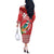 Wallis et Futuna Kingfisher Off The Shoulder Long Sleeve Dress Polynesian Tropical Flowers