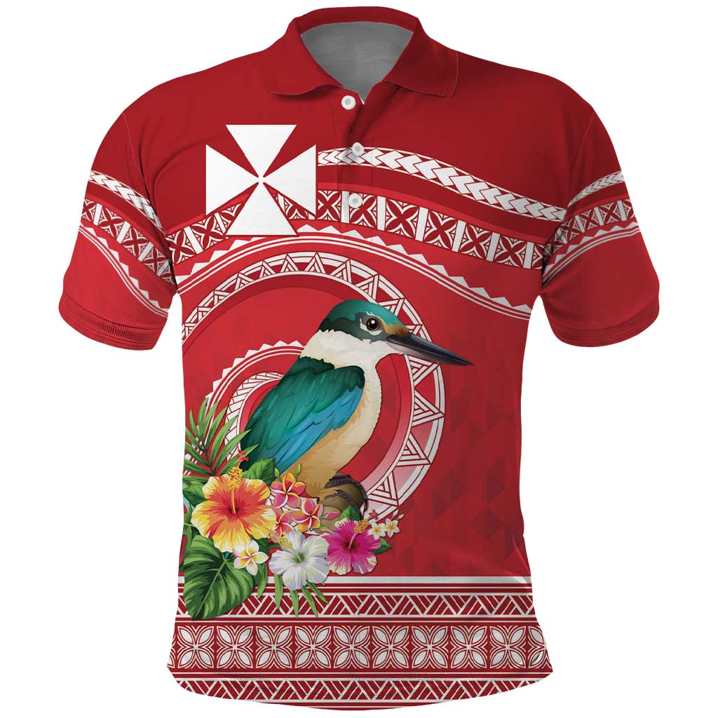 Wallis et Futuna Kingfisher Polo Shirt Polynesian Tropical Flowers
