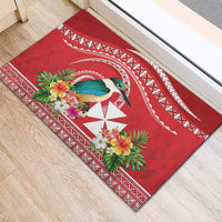 Wallis et Futuna Kingfisher Rubber Doormat Polynesian Tropical Flowers