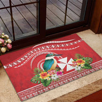 Wallis et Futuna Kingfisher Rubber Doormat Polynesian Tropical Flowers