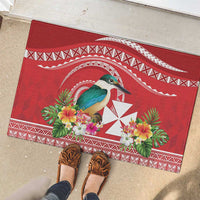 Wallis et Futuna Kingfisher Rubber Doormat Polynesian Tropical Flowers