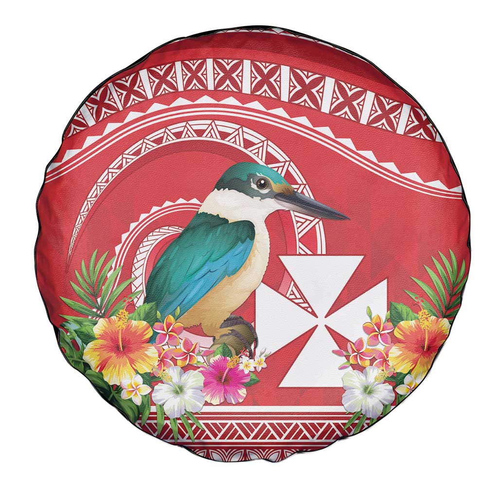 Wallis et Futuna Kingfisher Spare Tire Cover Polynesian Tropical Flowers