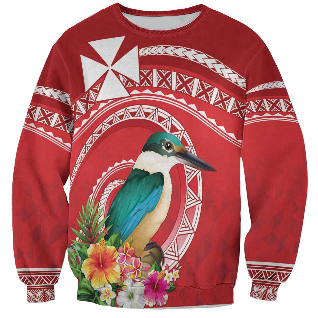 Wallis et Futuna Kingfisher Sweatshirt Polynesian Tropical Flowers LT9 Unisex Red - Polynesian Pride