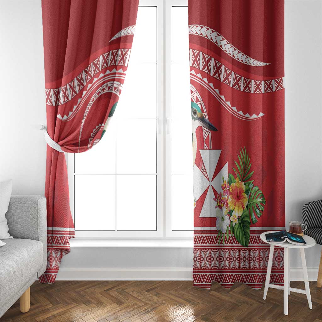 Wallis et Futuna Kingfisher Window Curtain Polynesian Tropical Flowers