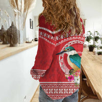 Wallis et Futuna Kingfisher Women Casual Shirt Polynesian Tropical Flowers LT9 - Polynesian Pride