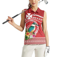 Wallis et Futuna Kingfisher Women Sleeveless Polo Shirt Polynesian Tropical Flowers LT9 - Polynesian Pride