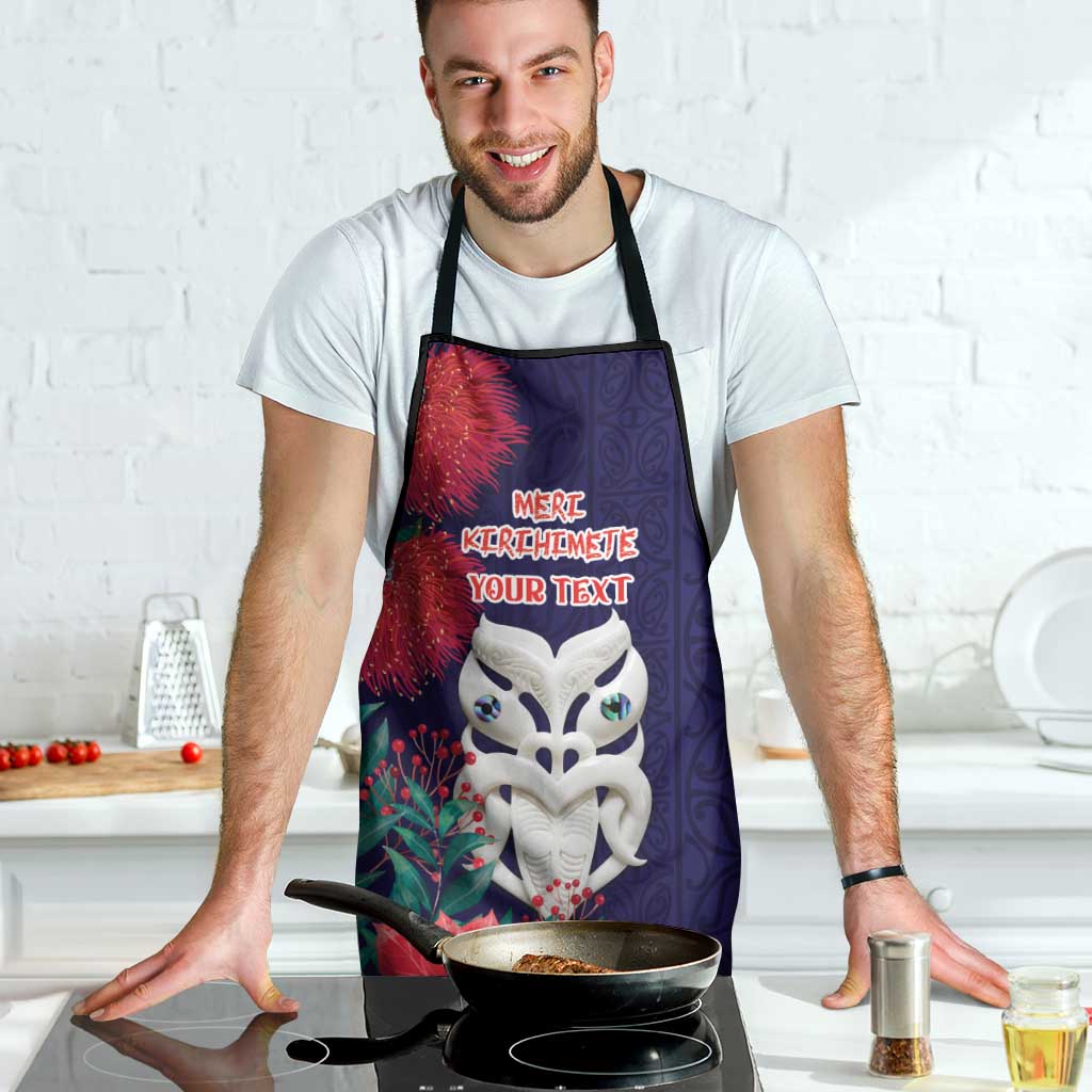 Maori Wheku Meri Kirihimete Personalised Apron All Blue Indigenous Maori Motif - Polynesian Pride