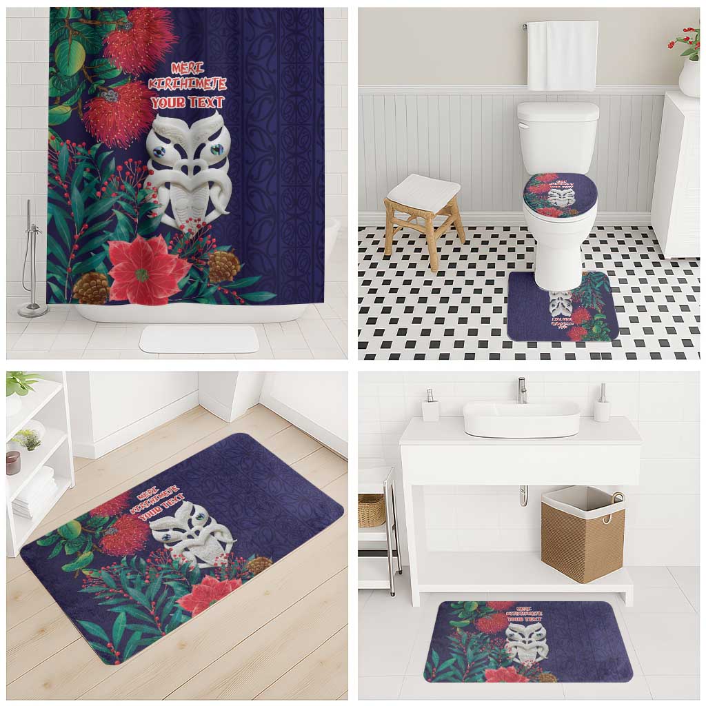 Maori Wheku Meri Kirihimete Personalised Bathroom Set All Blue Indigenous Maori Motif - Polynesian Pride