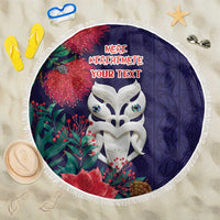 Maori Wheku Meri Kirihimete Personalised Beach Blanket All Blue Indigenous Maori Motif - Polynesian Pride