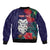 Maori Wheku Meri Kirihimete Personalised Bomber Jacket All Blue Indigenous Maori Motif - Polynesian Pride