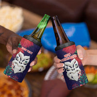 Maori Wheku Meri Kirihimete Personalised 4 in 1 Can Cooler Tumbler All Blue Indigenous Maori Motif - Polynesian Pride