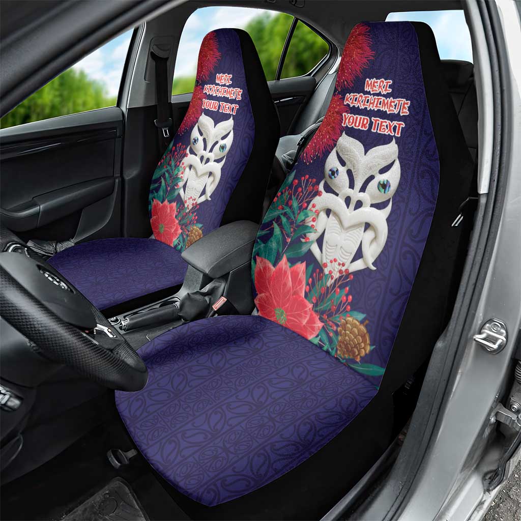 Maori Wheku Meri Kirihimete Personalised Car Seat Cover All Blue Indigenous Maori Motif - Polynesian Pride