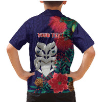 Maori Wheku Meri Kirihimete Personalised Family Matching Mermaid Dress and Hawaiian Shirt All Blue Indigenous Maori Motif - Polynesian Pride