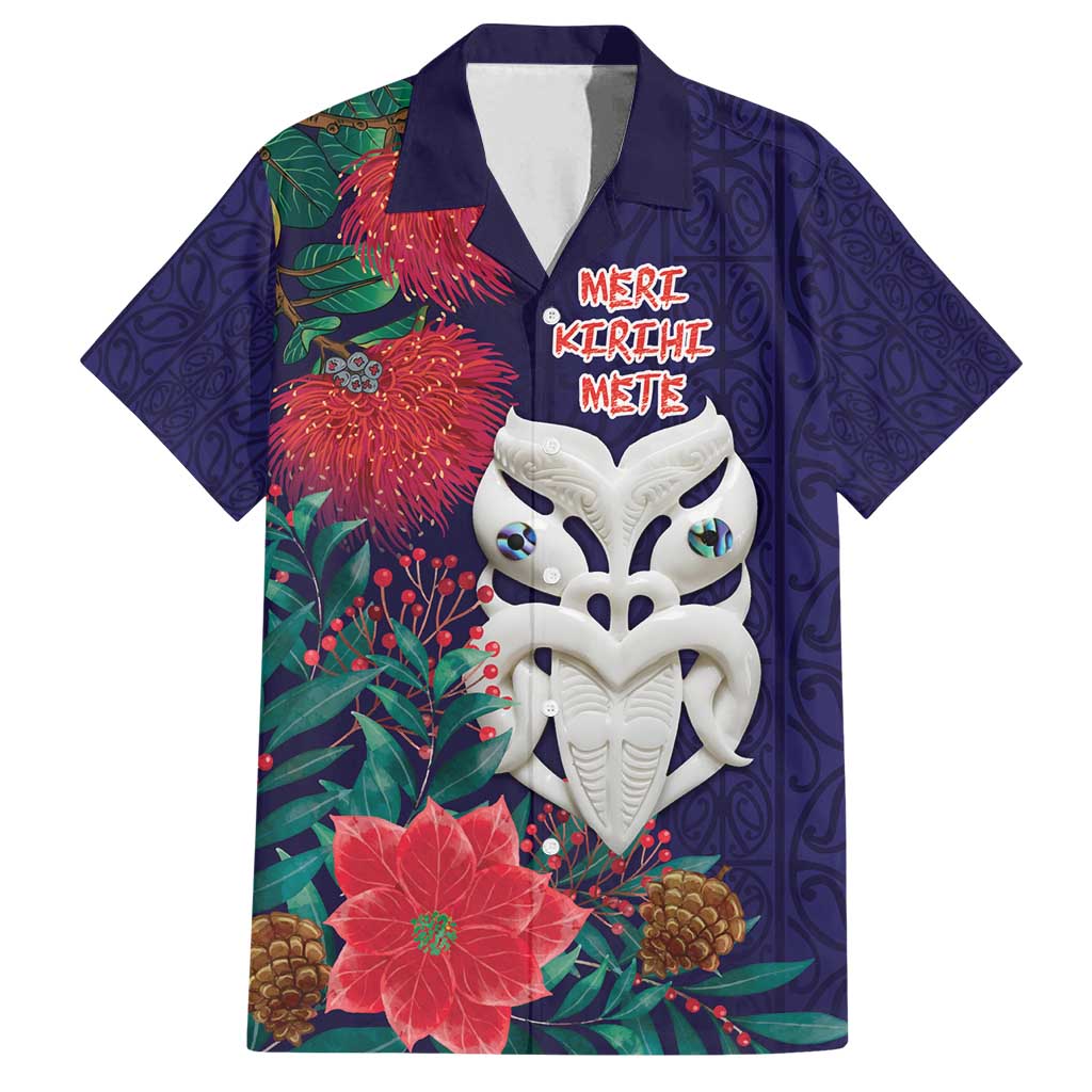 Maori Wheku Meri Kirihimete Personalised Family Matching Off Shoulder Maxi Dress and Hawaiian Shirt All Blue Indigenous Maori Motif - Polynesian Pride