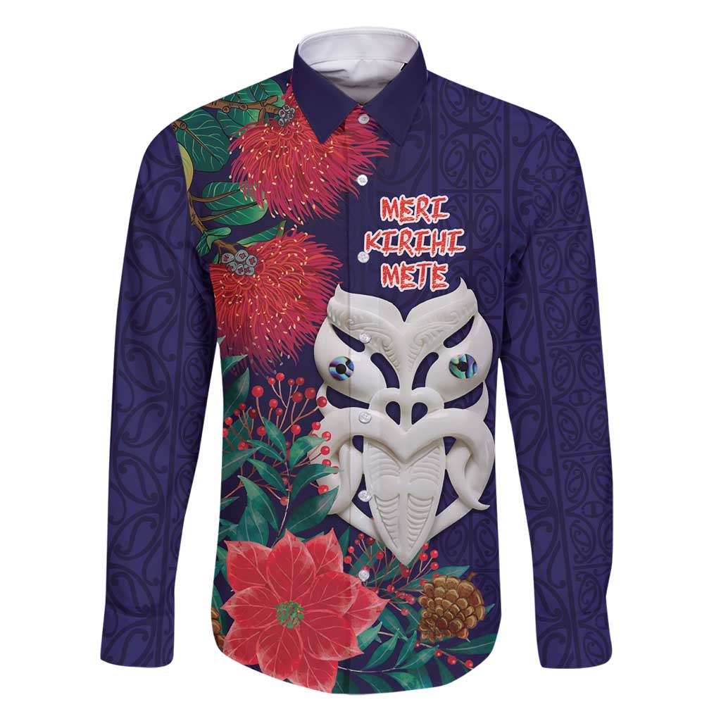 Maori Wheku Meri Kirihimete Personalised Family Matching Off Shoulder Maxi Dress and Hawaiian Shirt All Blue Indigenous Maori Motif - Polynesian Pride