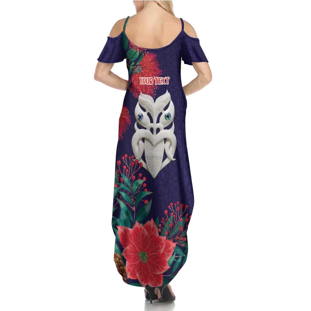 Maori Wheku Meri Kirihimete Personalised Family Matching Summer Maxi Dress and Hawaiian Shirt All Blue Indigenous Maori Motif - Polynesian Pride