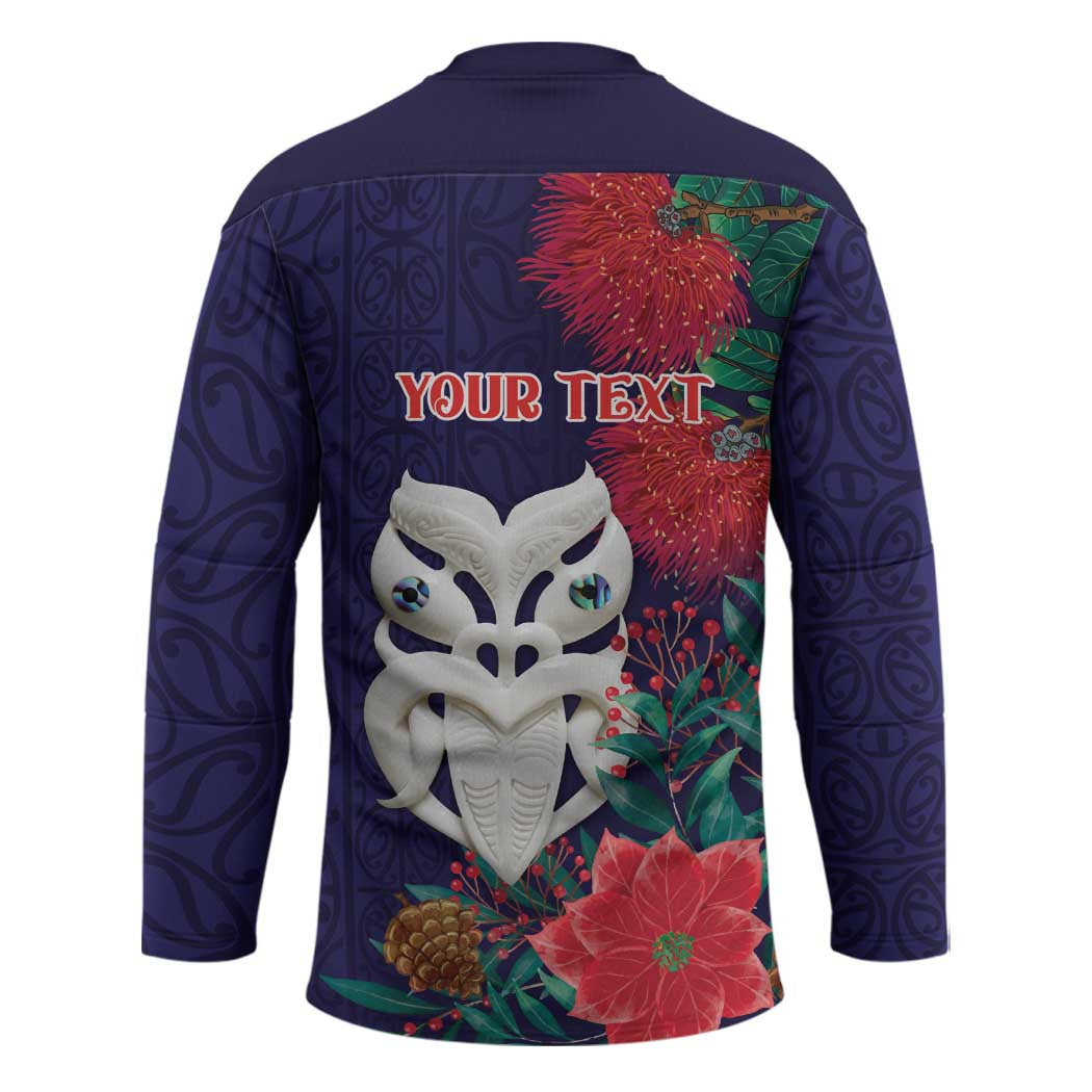 Maori Wheku Meri Kirihimete Personalised Hockey Jersey All Blue Indigenous Maori Motif - Polynesian Pride