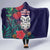 Maori Wheku Meri Kirihimete Personalised Hooded Blanket All Blue Indigenous Maori Motif - Polynesian Pride