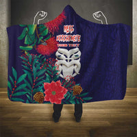 Maori Wheku Meri Kirihimete Personalised Hooded Blanket All Blue Indigenous Maori Motif - Polynesian Pride