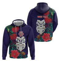 Maori Wheku Meri Kirihimete Personalised Hoodie All Blue Indigenous Maori Motif - Polynesian Pride