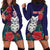 Maori Wheku Meri Kirihimete Personalised Hoodie Dress All Blue Indigenous Maori Motif - Polynesian Pride