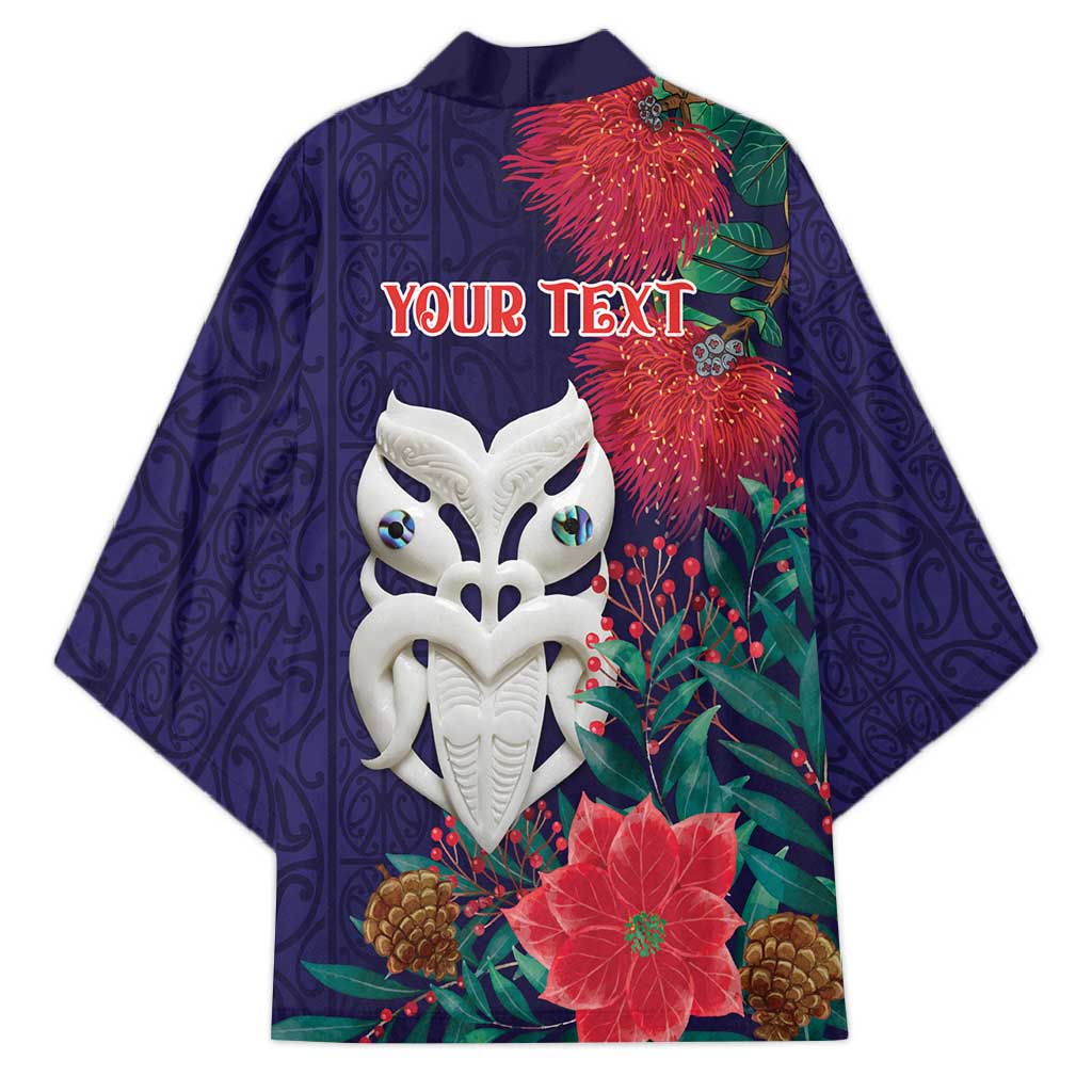 Maori Wheku Meri Kirihimete Personalised Kimono All Blue Indigenous Maori Motif - Polynesian Pride